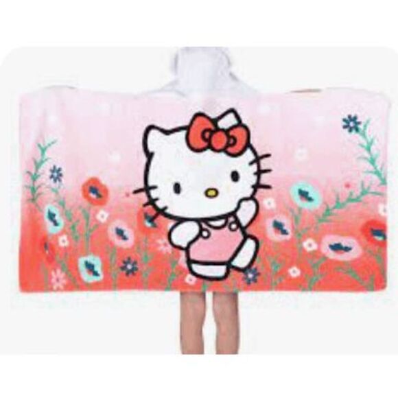 Hello Kitty Baby Towel with Hood Towel Wrap 46 x 23 Bath Towel Multicolored OS - Picture 7 of 12